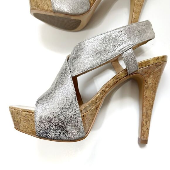 Diane Von Furstenberg  Zia Metallic Crisscross Cork Platform Sandals  Size 7.5 - Picture 7 of 16